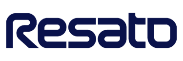 Logo with the word 'Resato' in dark blue modern font on a transparent background.