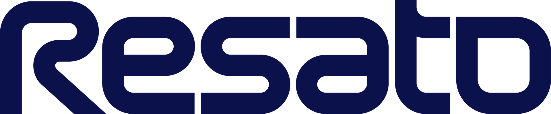 Dark blue stylized logo spelling 'Resato' in lowercase on a transparent background.